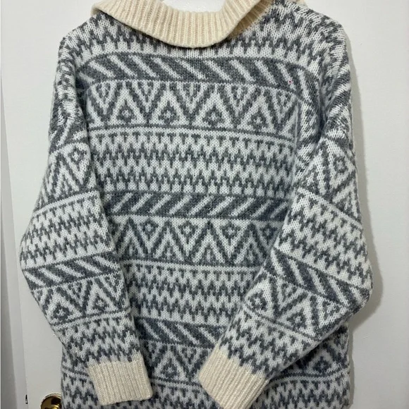 Aerie Fair Isle Oversized Chunky Knit Quarter Zip Sweater Size M - Picture 4 of 6